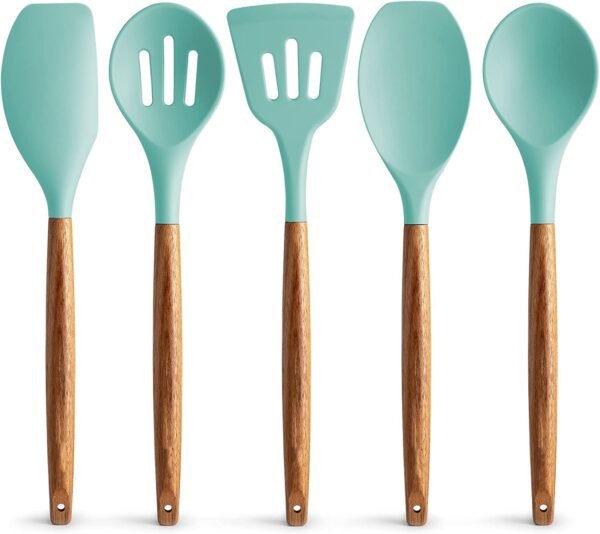 Silicone Spatula With Wooden Handle (Set Of 5)