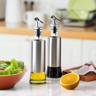 Glass Oil Dispenser With Steel Cover 500 Ml